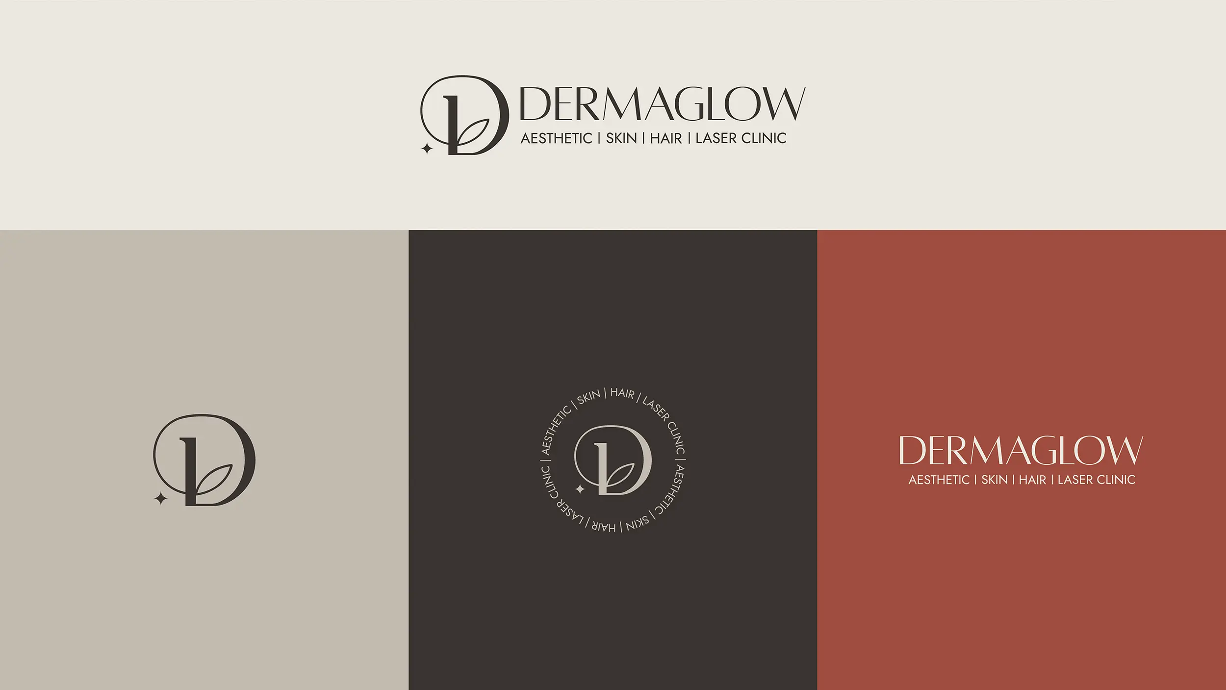 DERMAGLOW – BRAND IDENTITY DESIGN 4 Skincare Brand Identity – Dermaglow Clinic Logo Variations