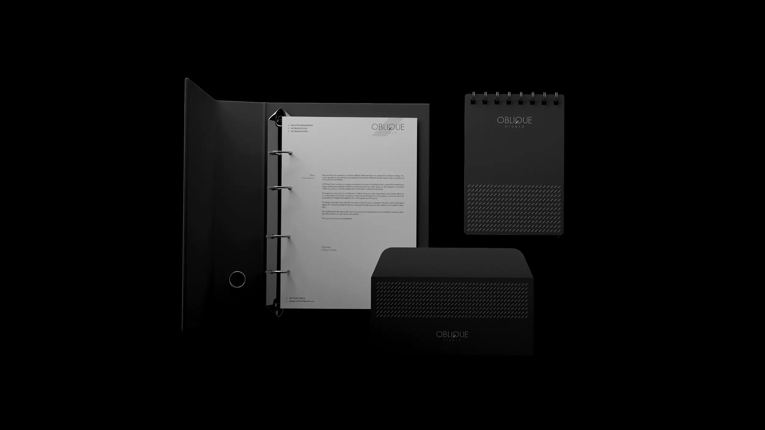 OBLIQUE STUDIO – BRAND IDENTITY DESIGN 3 Brand Identity Design – Oblique Studio Stationery Branding Kit