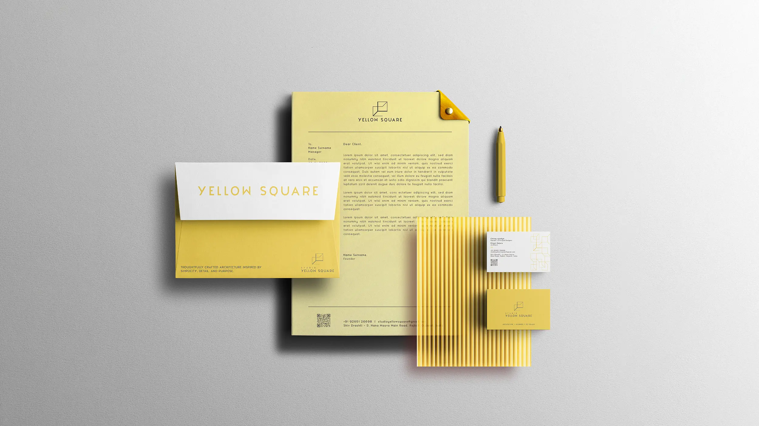 STUDIO YELLOW SQUARE – BRAND IDENTITY DESIGN 4 Architecture Brand Identity – Studio Yellow Square Stationery Branding
