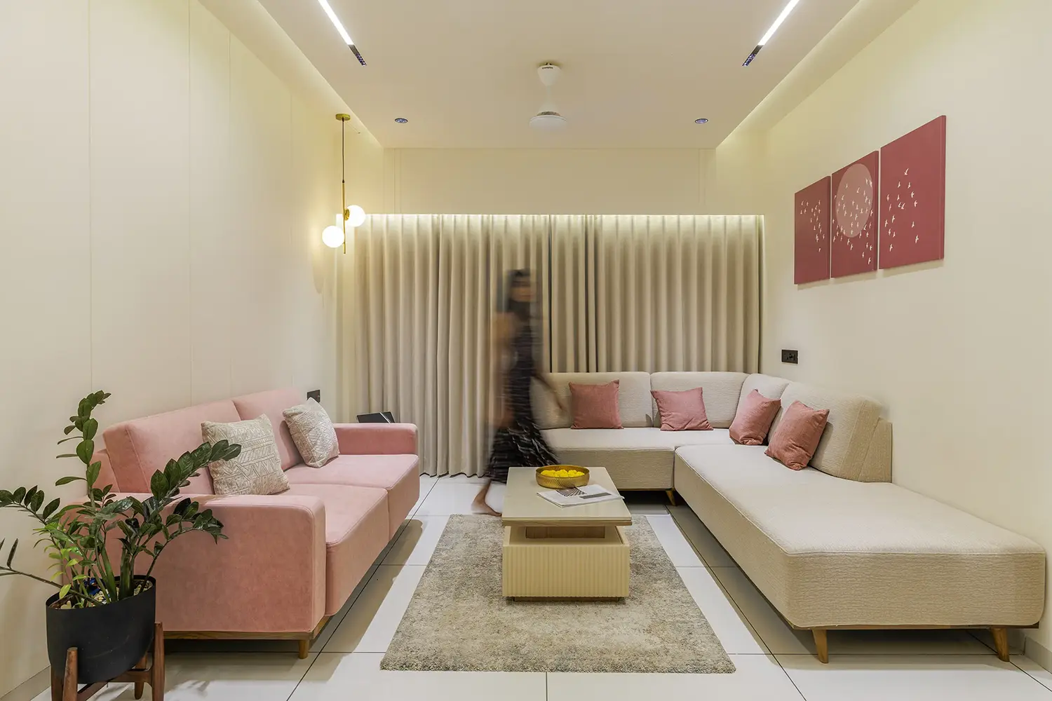 VRAJ – MODERN RESIDENCE 5 Modern Interior Design Rajkot – VRAJ L-Shaped Living Room
