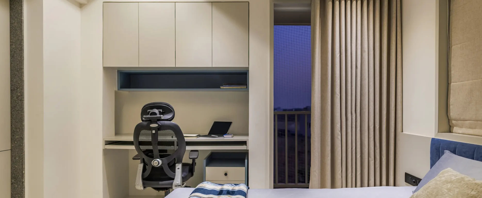 HOW TO CHOOSE AN INTERIOR DESIGNER IN RAJKOT 3 Modern Interior Design Rajkot – VRAJ Bedroom with Study Area
