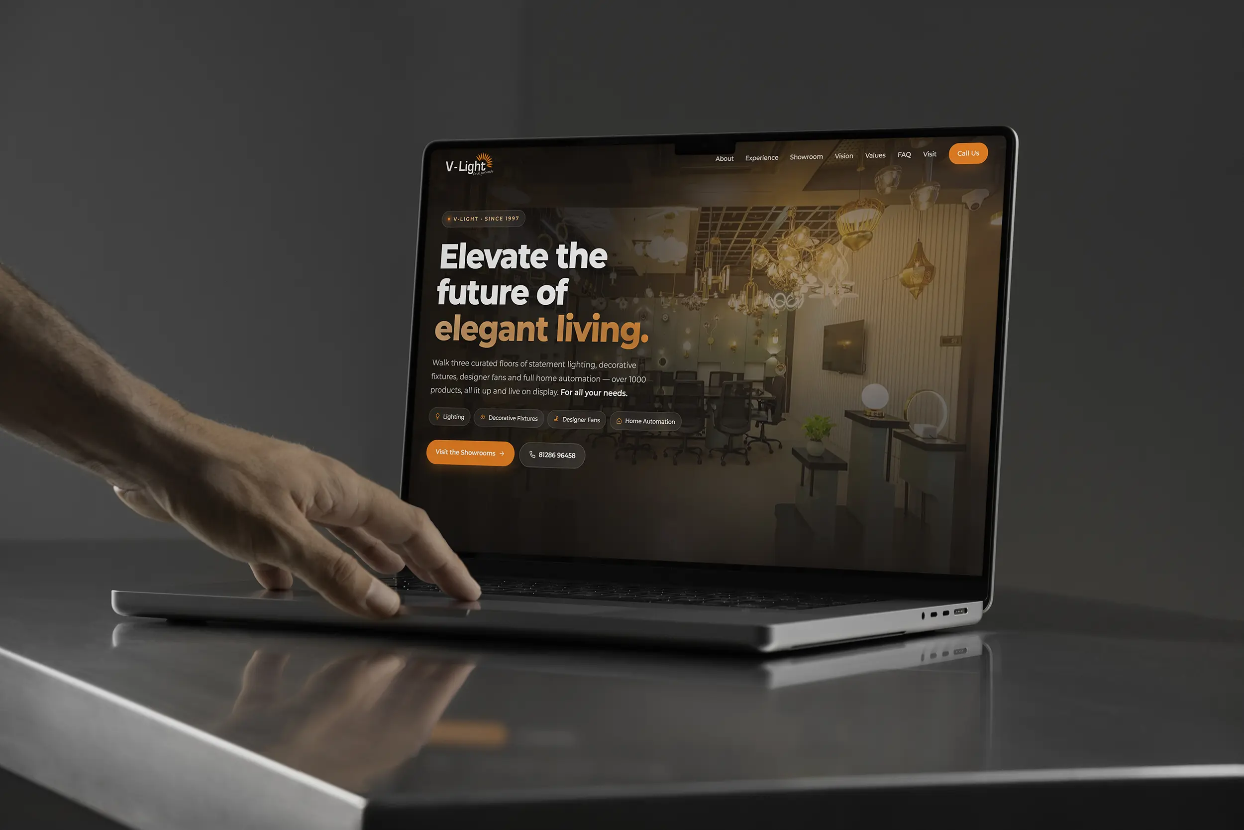 Portfolio 2 Custom Landing Page Design – VLight Lighting Website Lighting Website